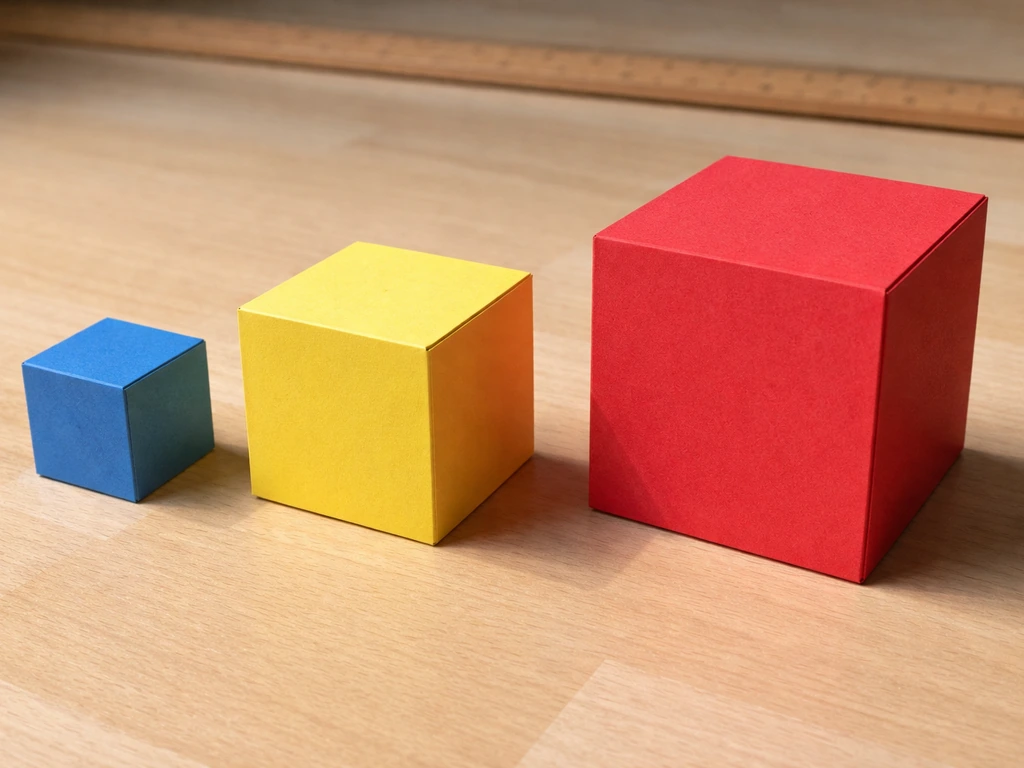 SA:V limit illustration: three cubes with different surface-area-to-volume ratios