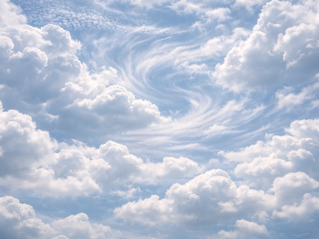Layered clouds showing subtle swirling vortices and filamentary structure in soft natural light