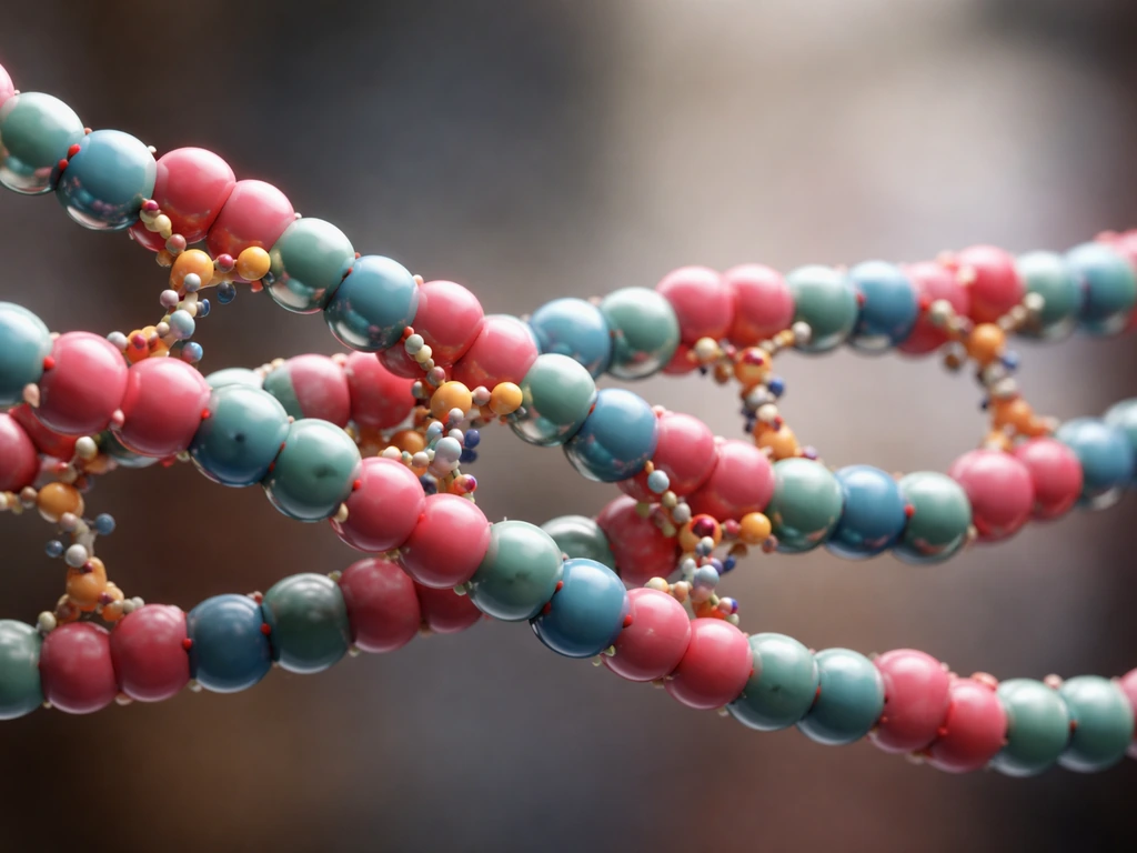 3D molecular model of peptidoglycan: intertwined sugar strands cross-linked by short peptides.