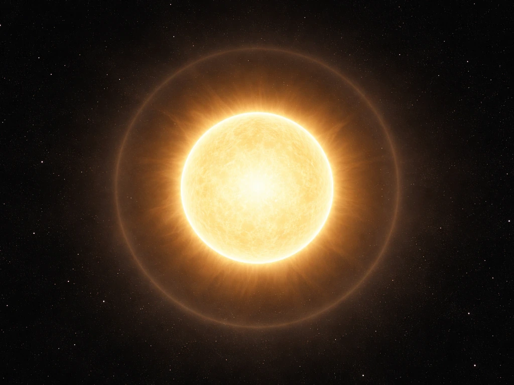 Glowing Sun in space with faint layered brightness halos, suggesting change without noticeable size growth
