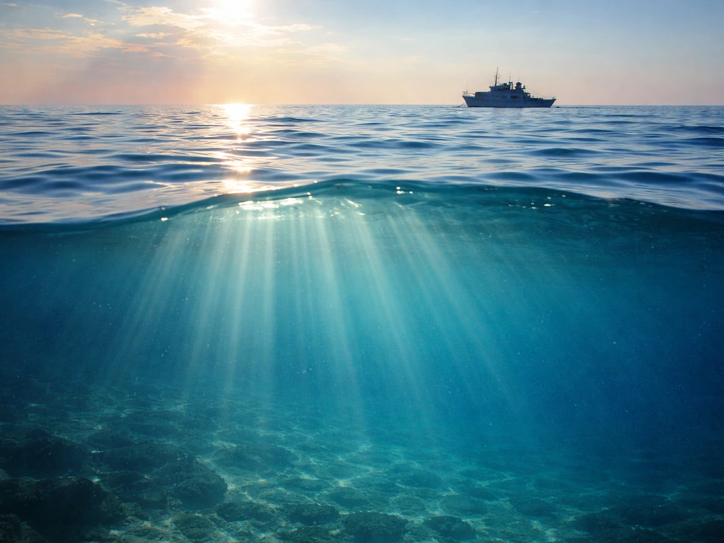 Sunlit ocean water column representing conditions for phytoplankton growth